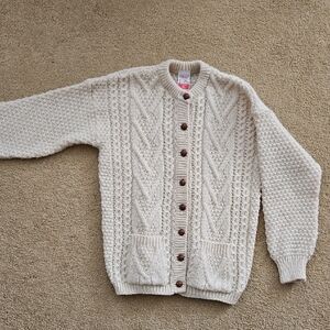 Vintage Kids Cream Wool Cable Knit Sweater